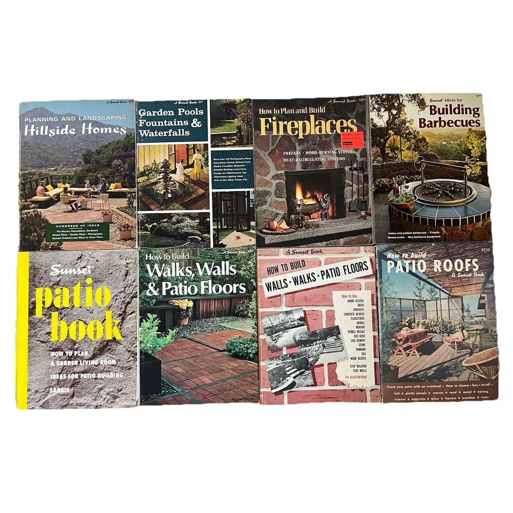 Vintage Sunset Books DIY Lot of 5 Patio Garden Building Decks Walls Walks Retro